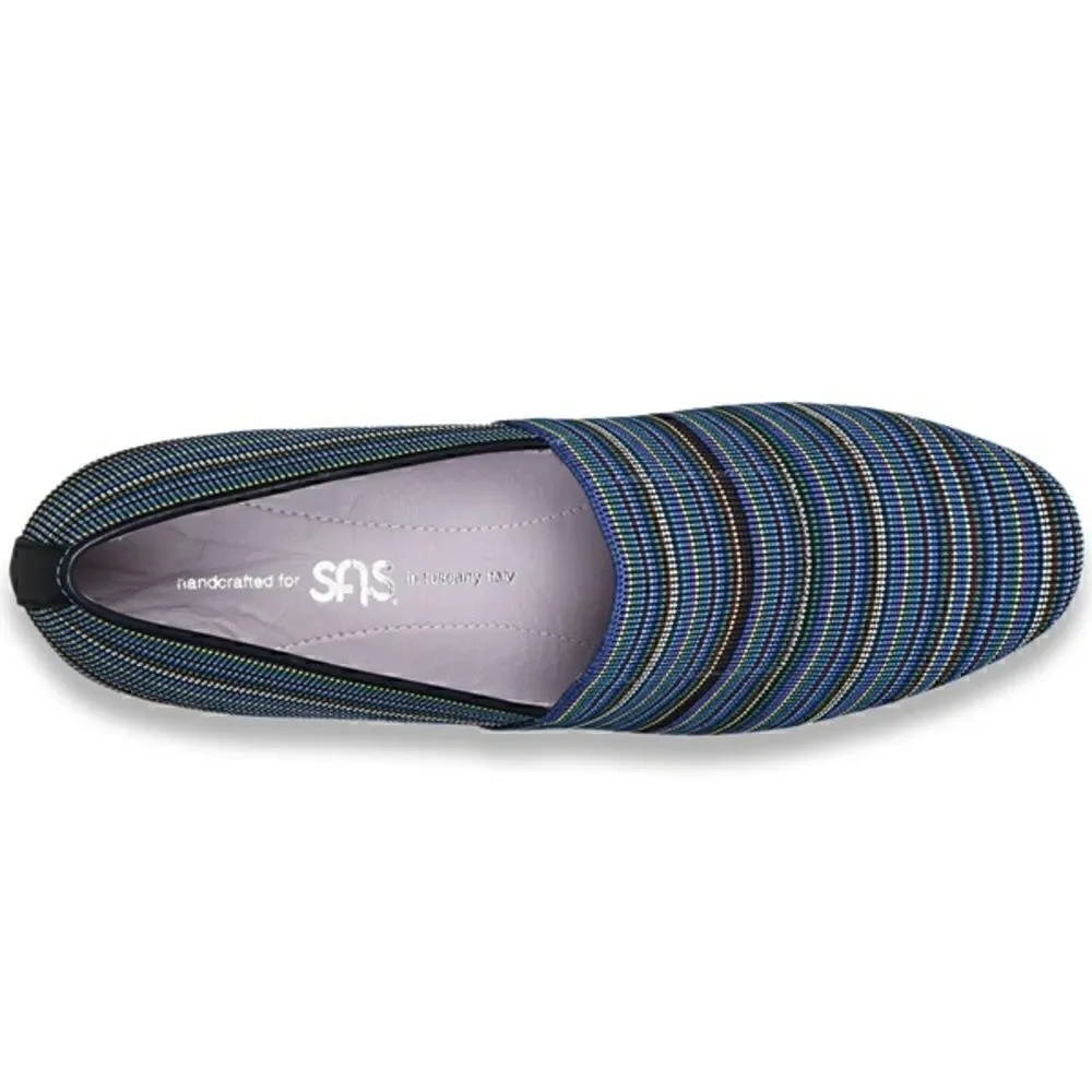 SAS  | Becky - Jute-Wrapped Wedge in Bright Blue Stripe Made in Italy | 8WW